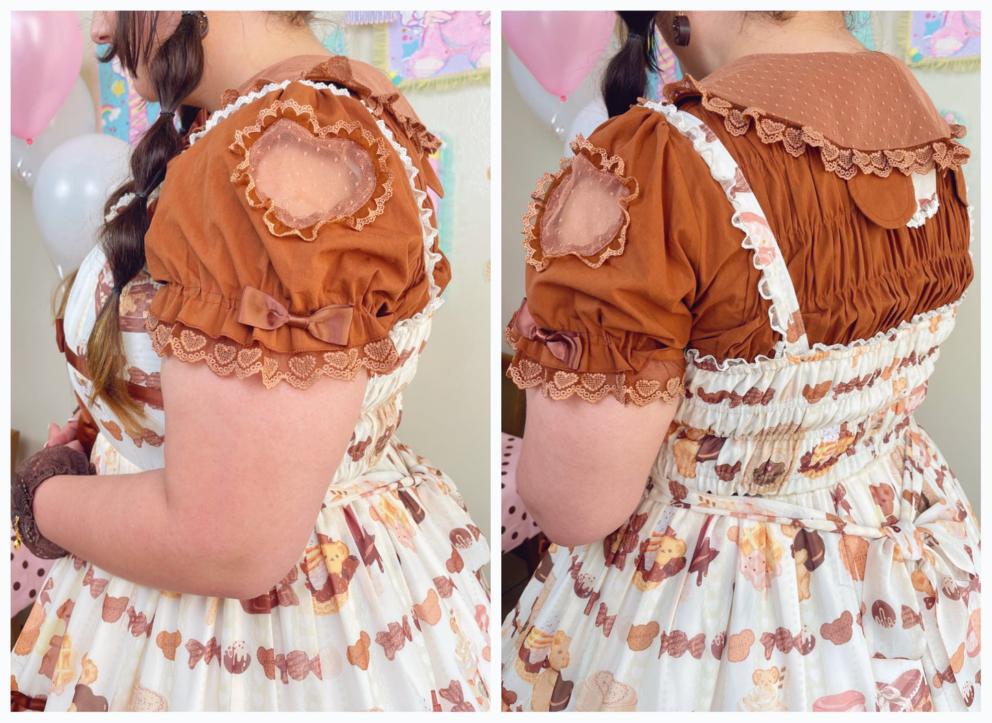 biscuit bear is a chocolatier cocoa heart blouse | ready to ship