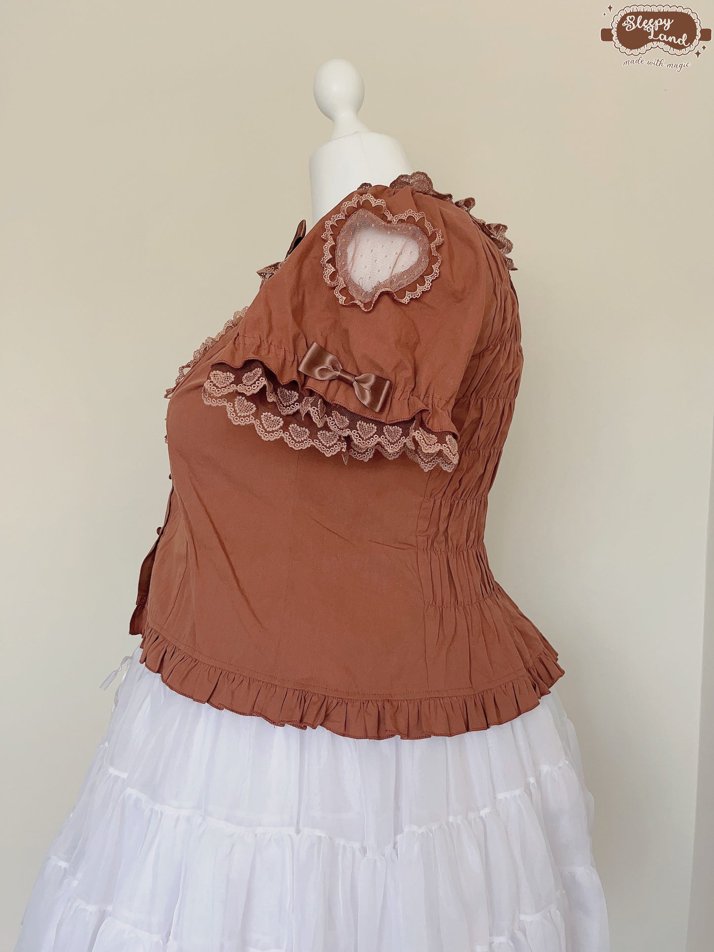 biscuit bear is a chocolatier cocoa heart blouse | ready to ship