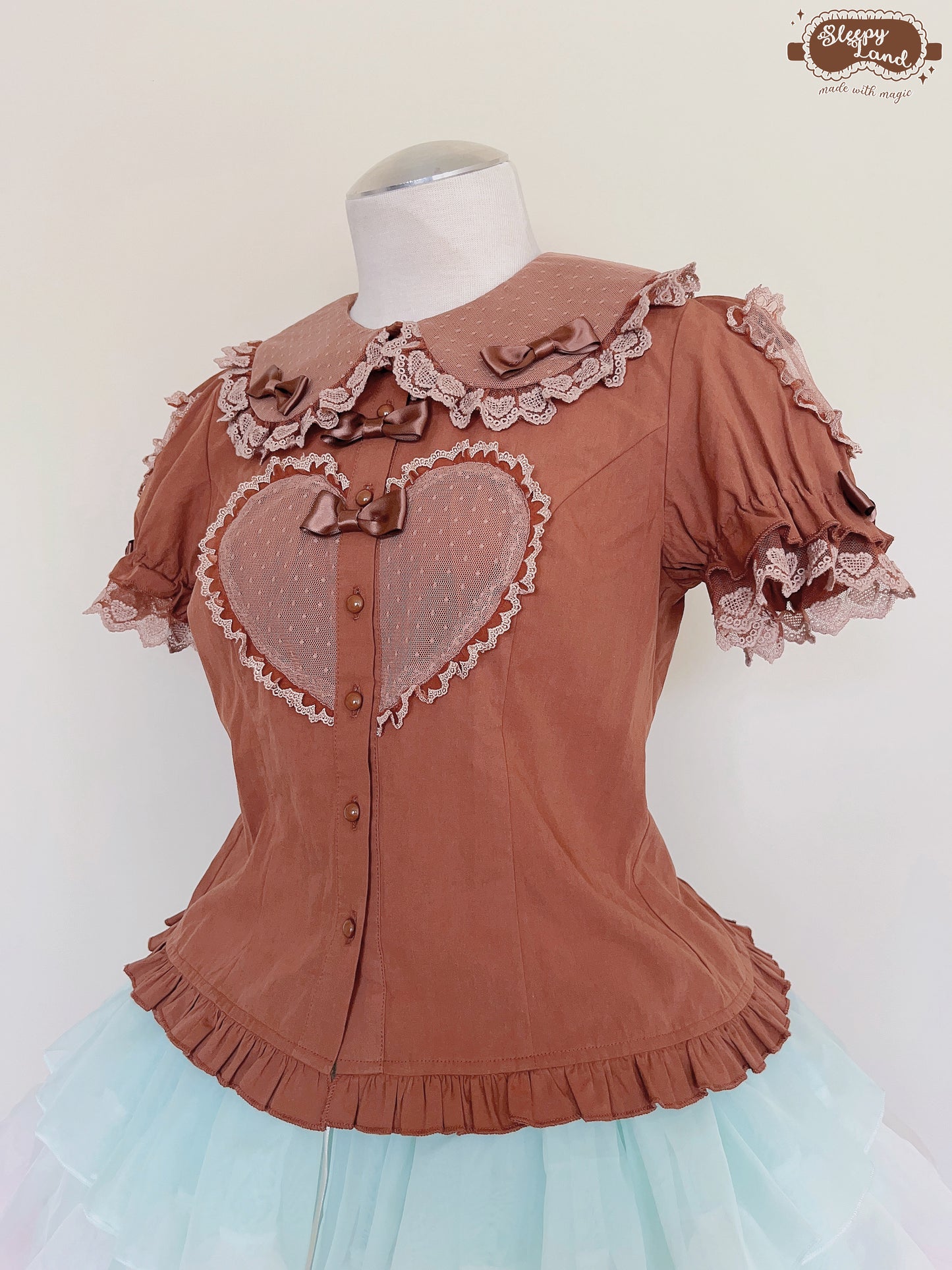 biscuit bear is a chocolatier cocoa heart blouse | ready to ship
