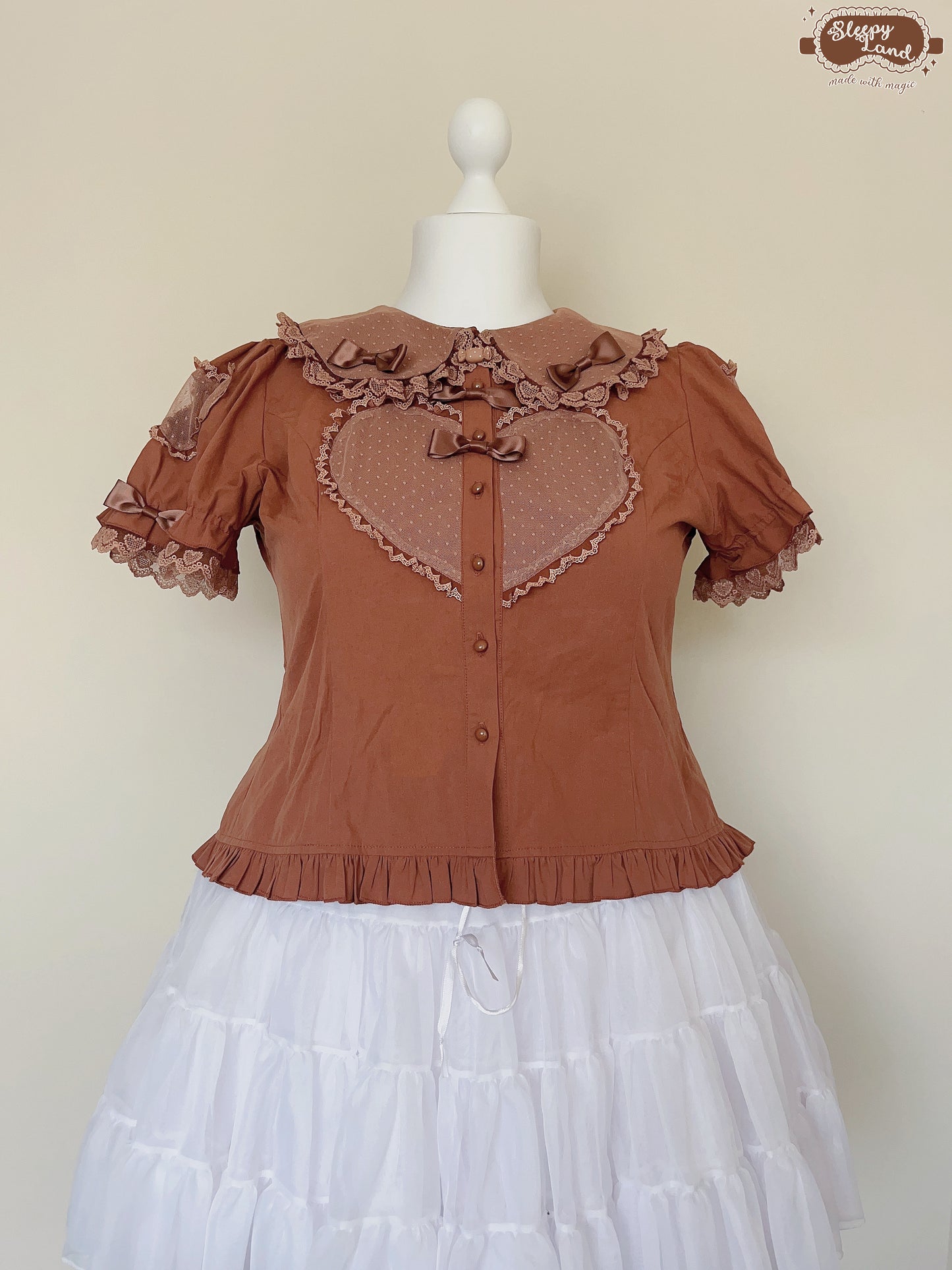 biscuit bear is a chocolatier cocoa heart blouse | ready to ship