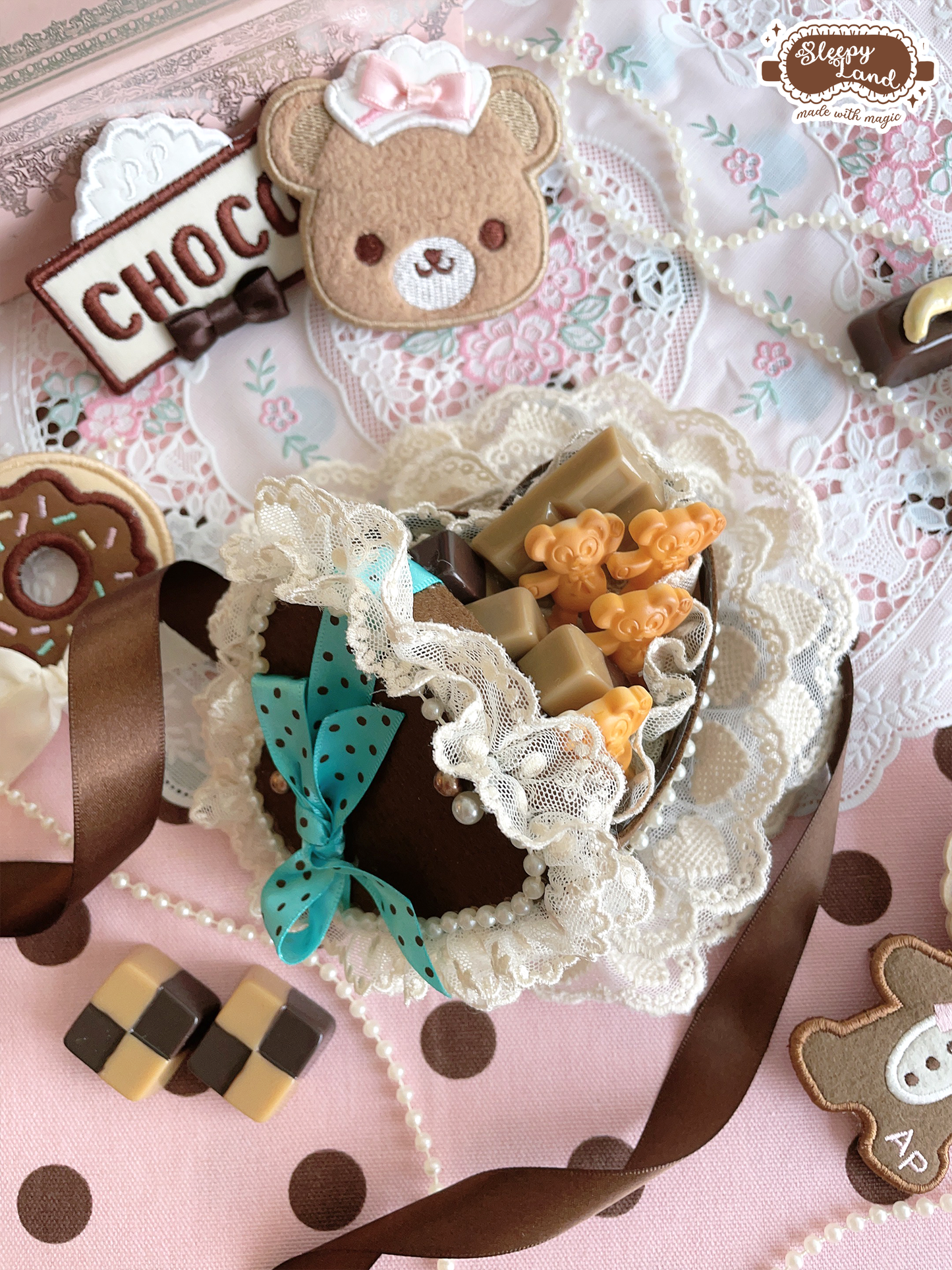 biscuit bear is a chocolatier beary cute gift headdress | ready to ship
