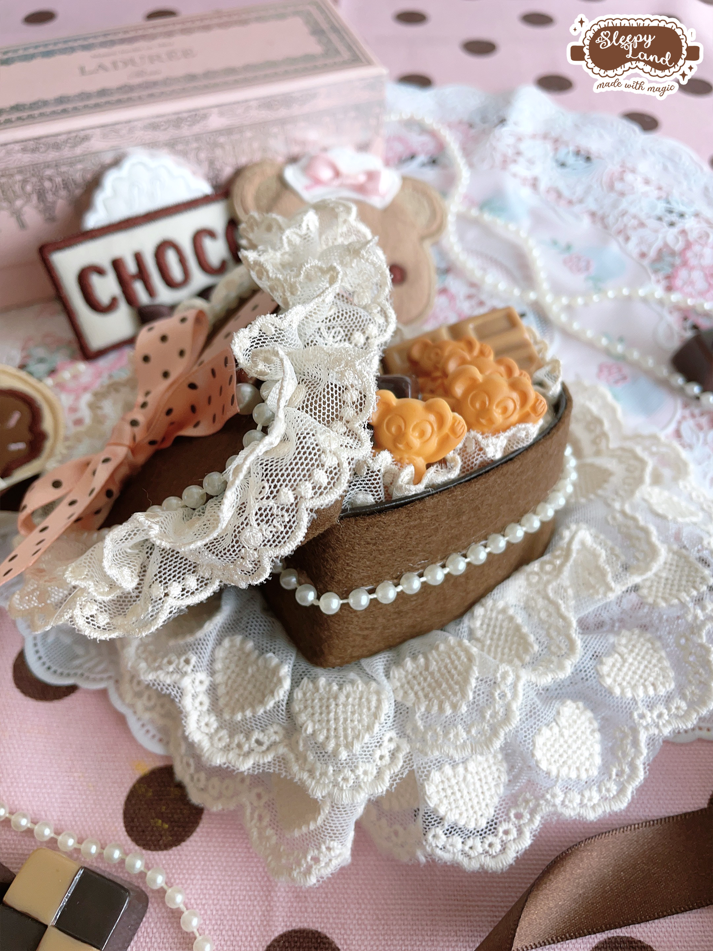 biscuit bear is a chocolatier beary cute gift headdress | ready to ship
