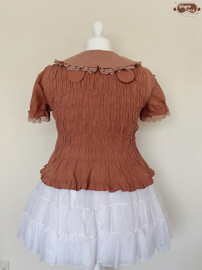 biscuit bear is a chocolatier cocoa heart blouse | ready to ship