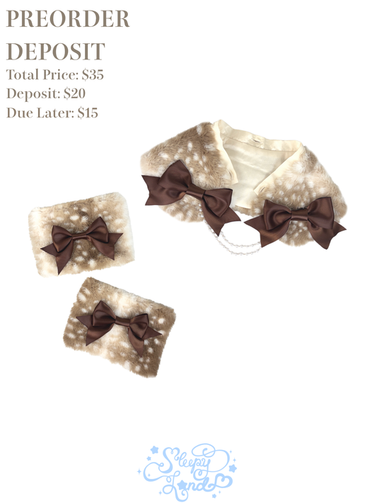 deposit preorder | glittery girl fawnnette fur collar & cuff set | delivery early January 2027