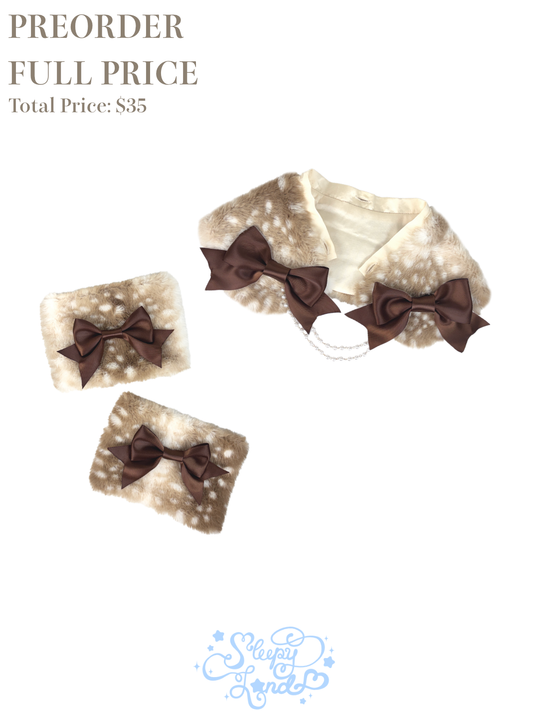 full price preorder | glittery girl fawnnette fur collar & cuff set | delivery early January 2027